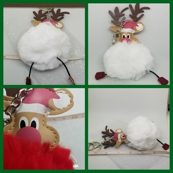 Reindeer Puff Pom Purse Charm - Picture 2 of 2
